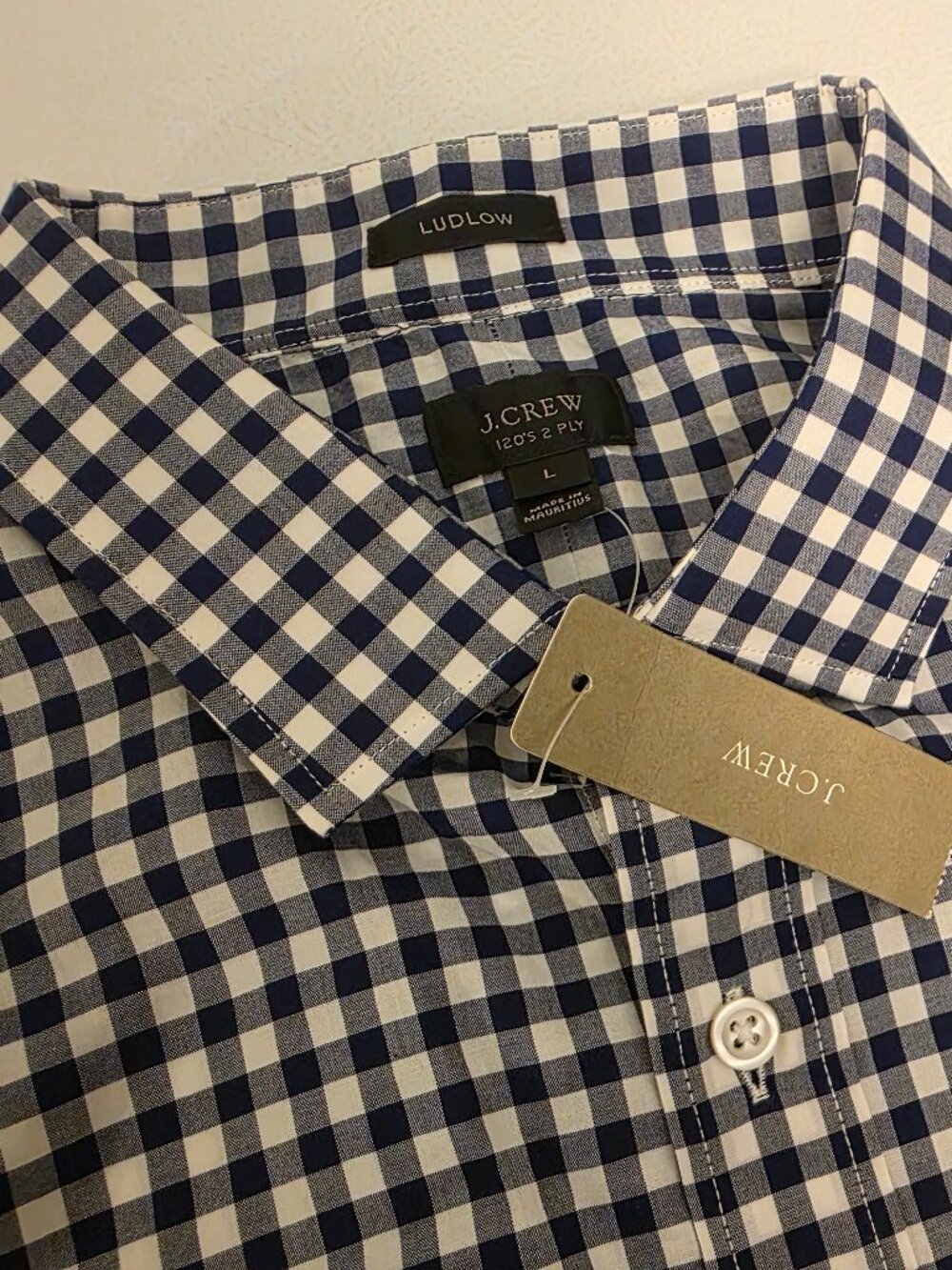 J.Crew Ludlow Gingham NEW Shirt Size Large Business Casual 120's 2-ply